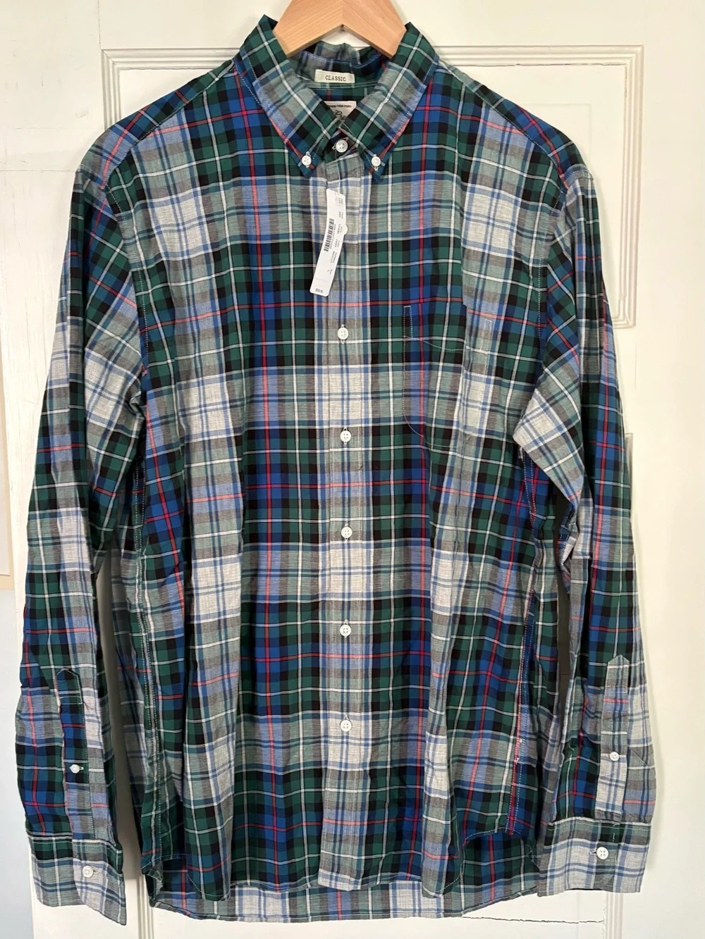 J Crew Classic fit NWT Shirt Sz Large Preppy Multicolored Tartan Plaid lt weight